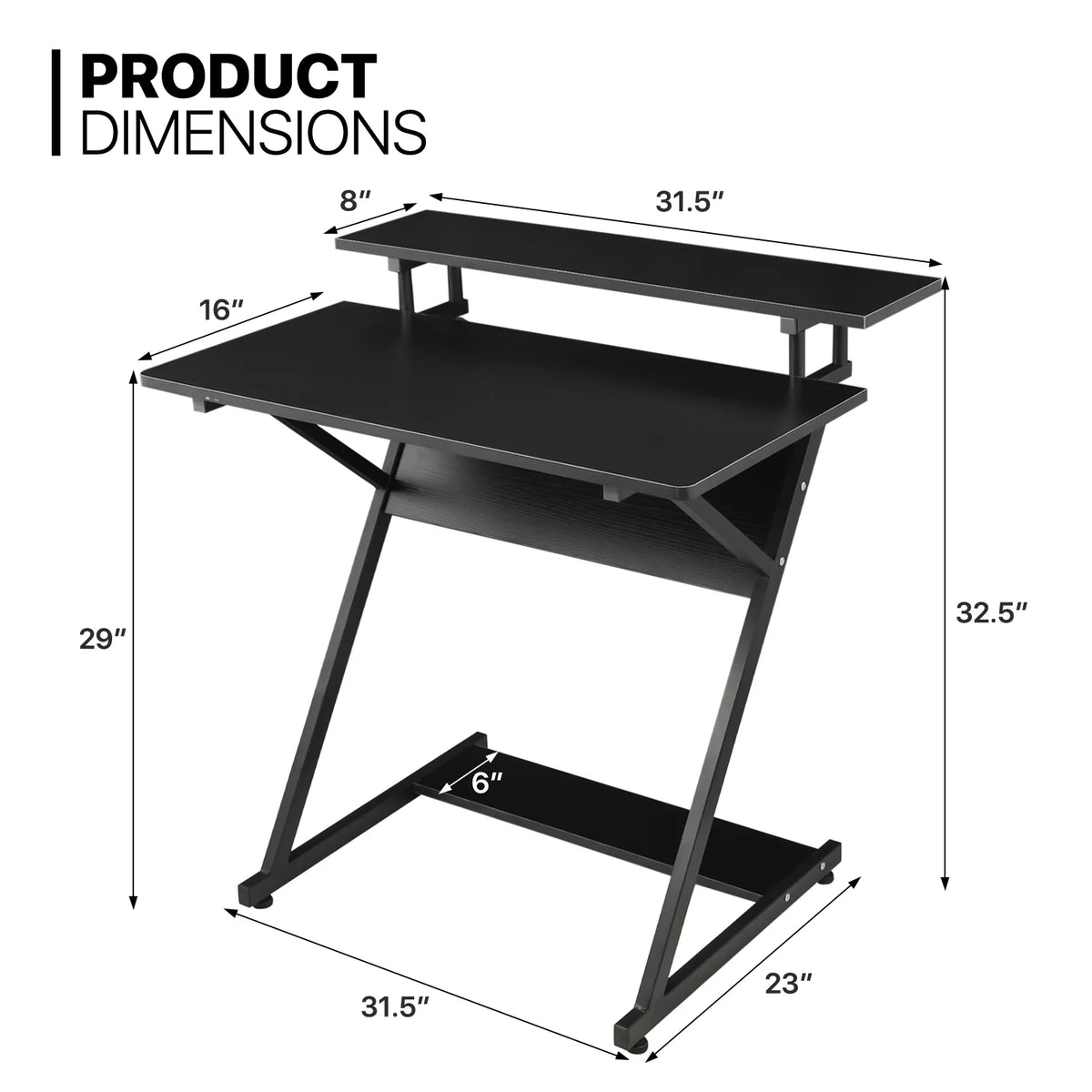 Grey Standing Computer Desk with Monitor Shelf D967849
