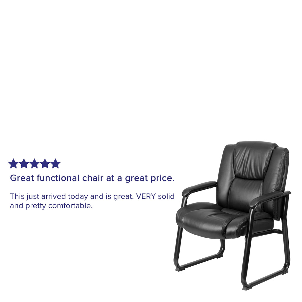 Black LeatherSoft Tufted Side Chair with Sled Base S352