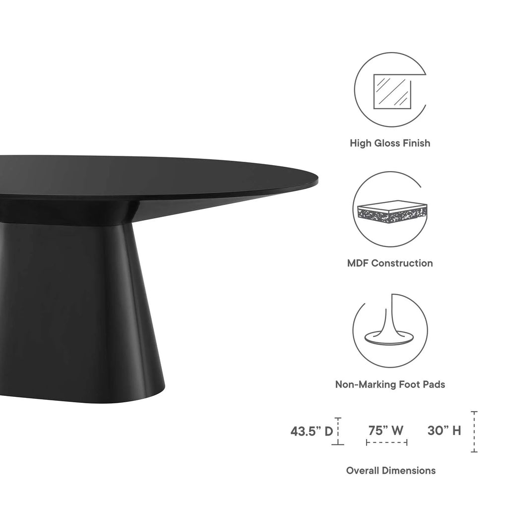 75" Oval Dining Table in Black X3195