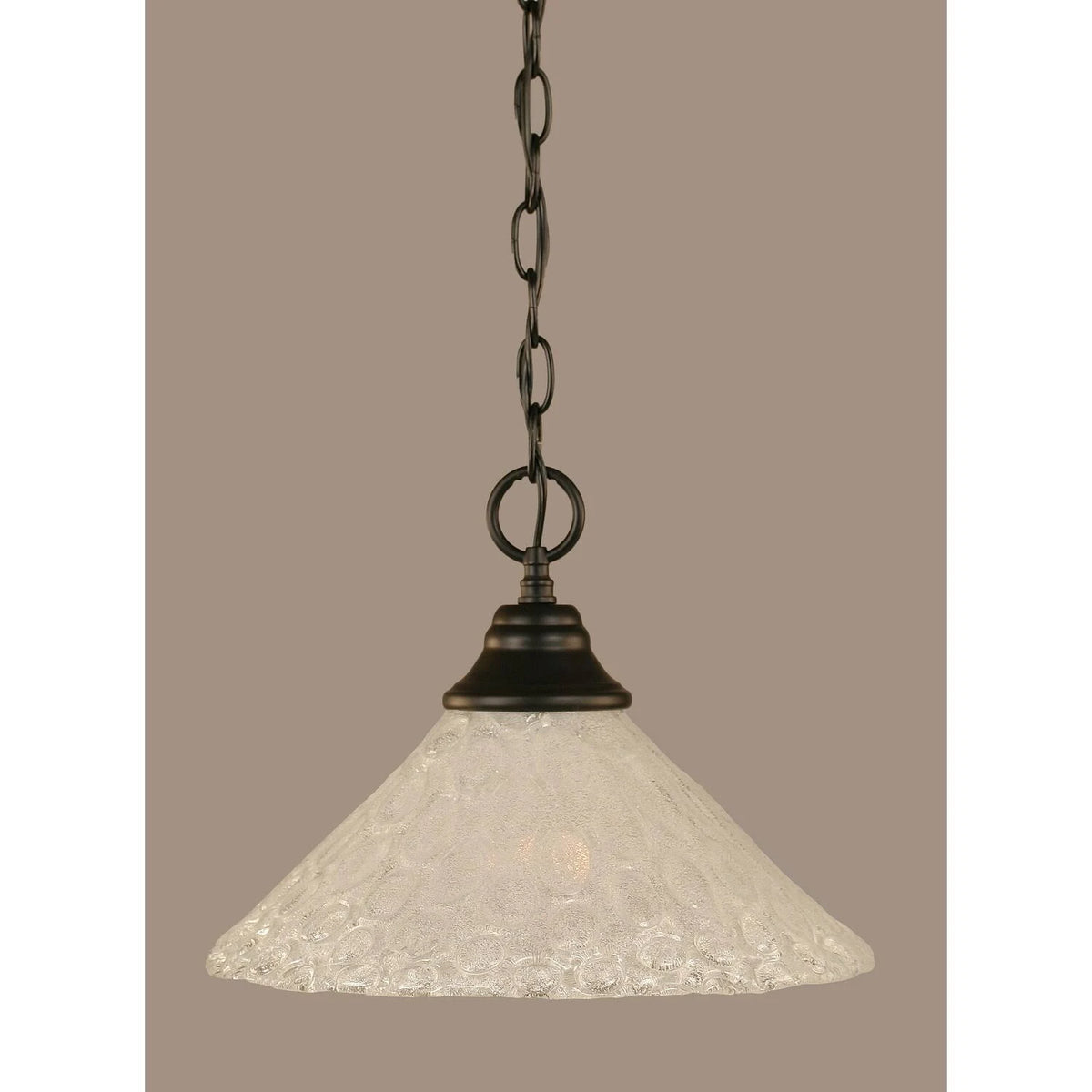 One Light Chain Hung Pendant Matte Black Finish with Gold Champagne Crystal Glass V3161
