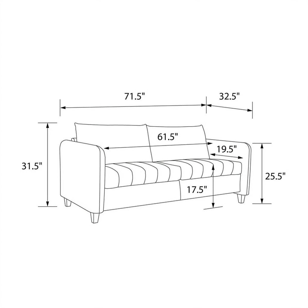 Ivory Velvet Channel Tufted Sofa K311442