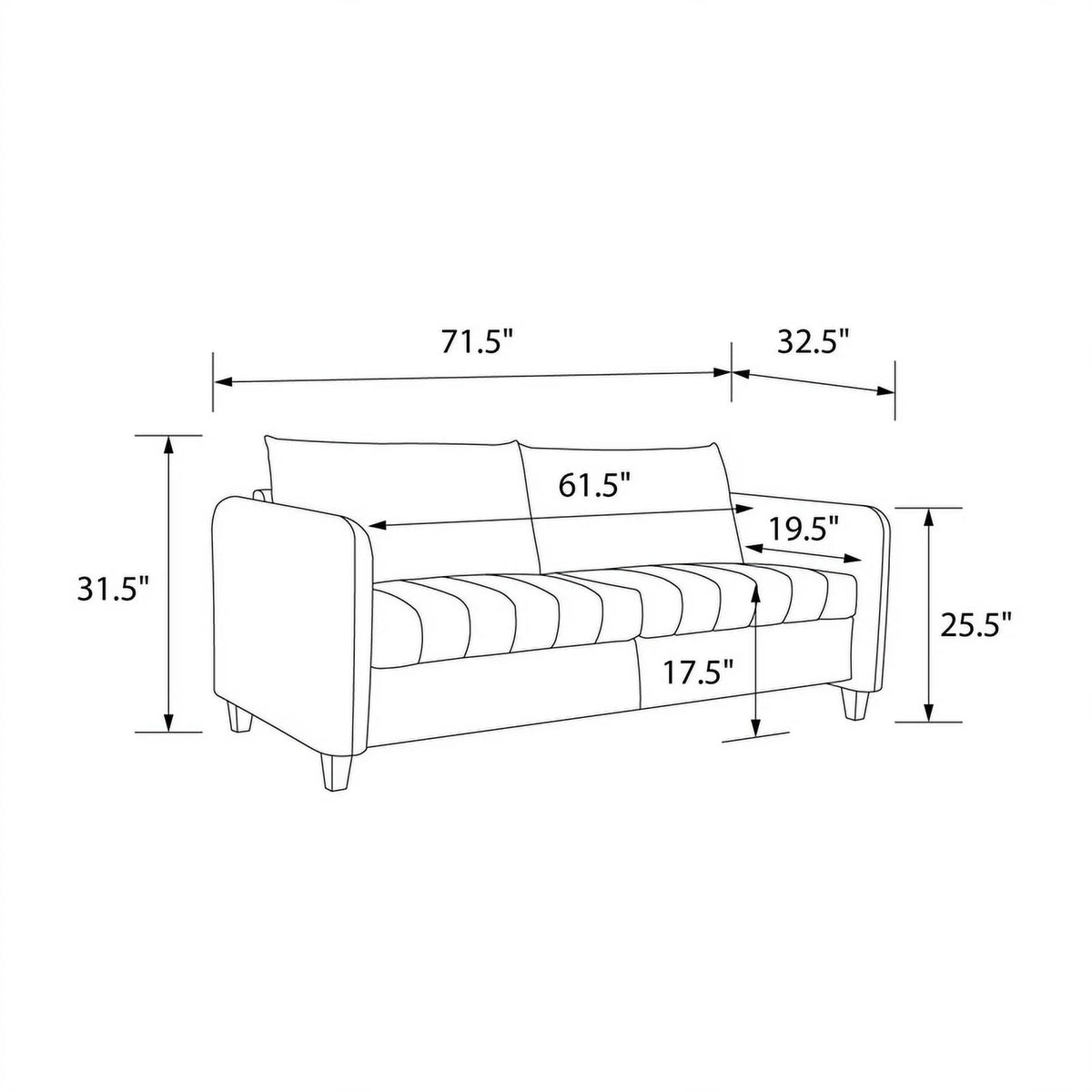 Ivory Velvet Channel Tufted Sofa K311442