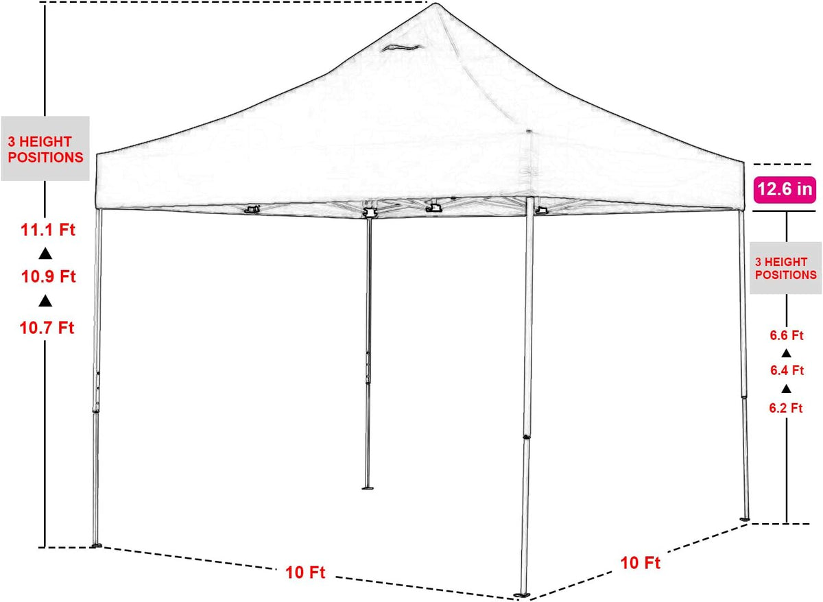 10'x10' Pop Up Gazebo Canopy Tent with Sidewalls Heavy Duty Steel Frame Instant Shelter with Wheeled Carry Bag M48714