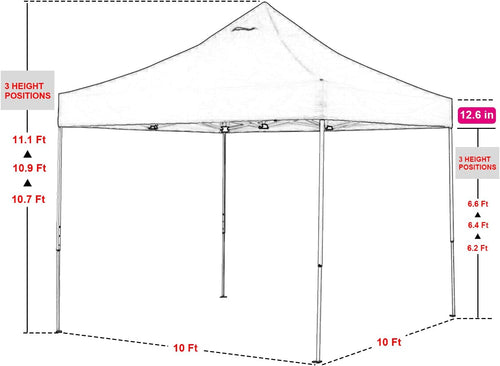 10'x10' Pop Up Gazebo Canopy Tent with Sidewalls Heavy Duty Steel Frame Instant Shelter with Wheeled Carry Bag M48714