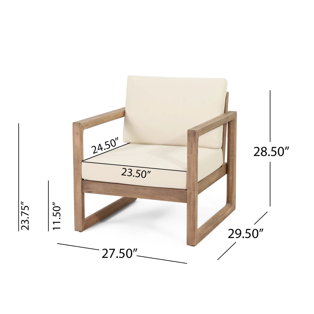 Acacia Wood Club Chairs with Cushions, Set of 2 W909