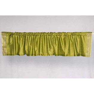 Olive Green Rod Pocket Sari Valance - Pair J202712