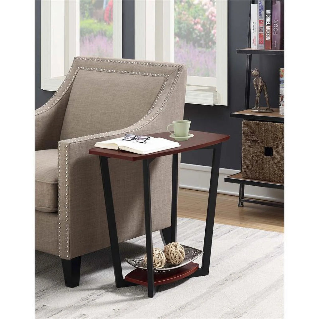 Cherry Wood and Black Metal End Table U9698