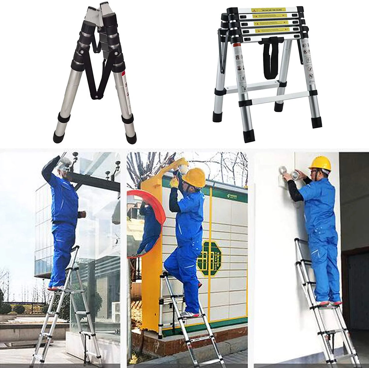 Aluminum 4.4FT Telescoping Folding Step Ladder 330lbs W997573