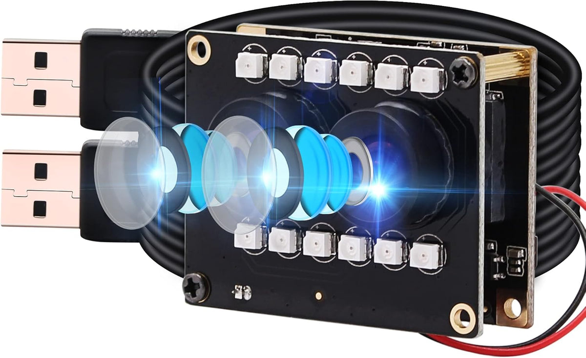 2mp FHD 1080P Dual Lens Webcam Module with IR Led Lights, Pack of 2 D3566