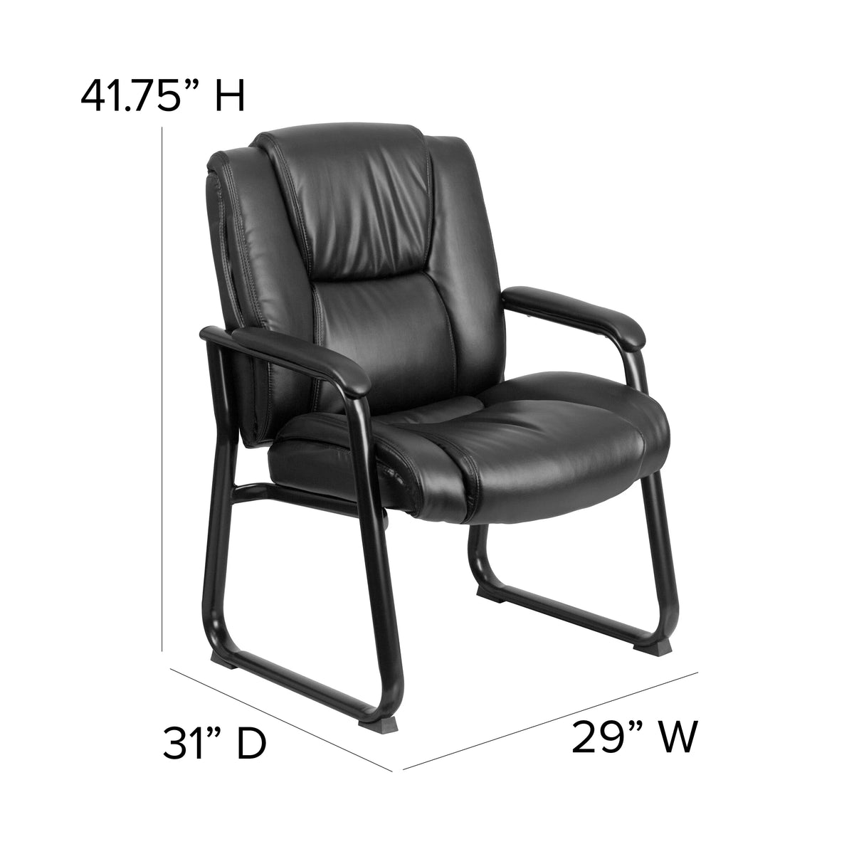 Black LeatherSoft Tufted Side Chair with Sled Base S352