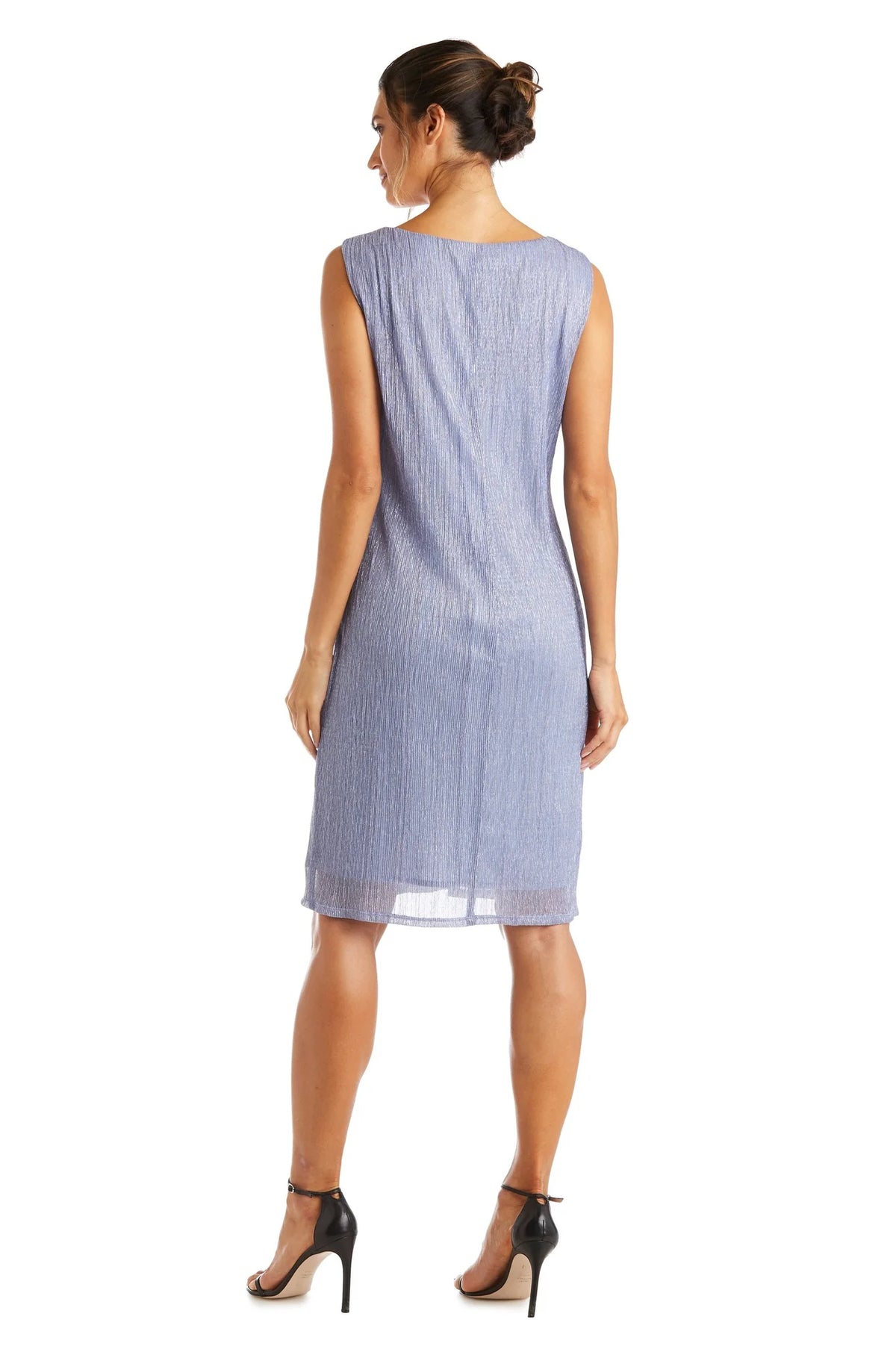 Metallic Sleeveless Dress with Matching Draped Cardigan S768503