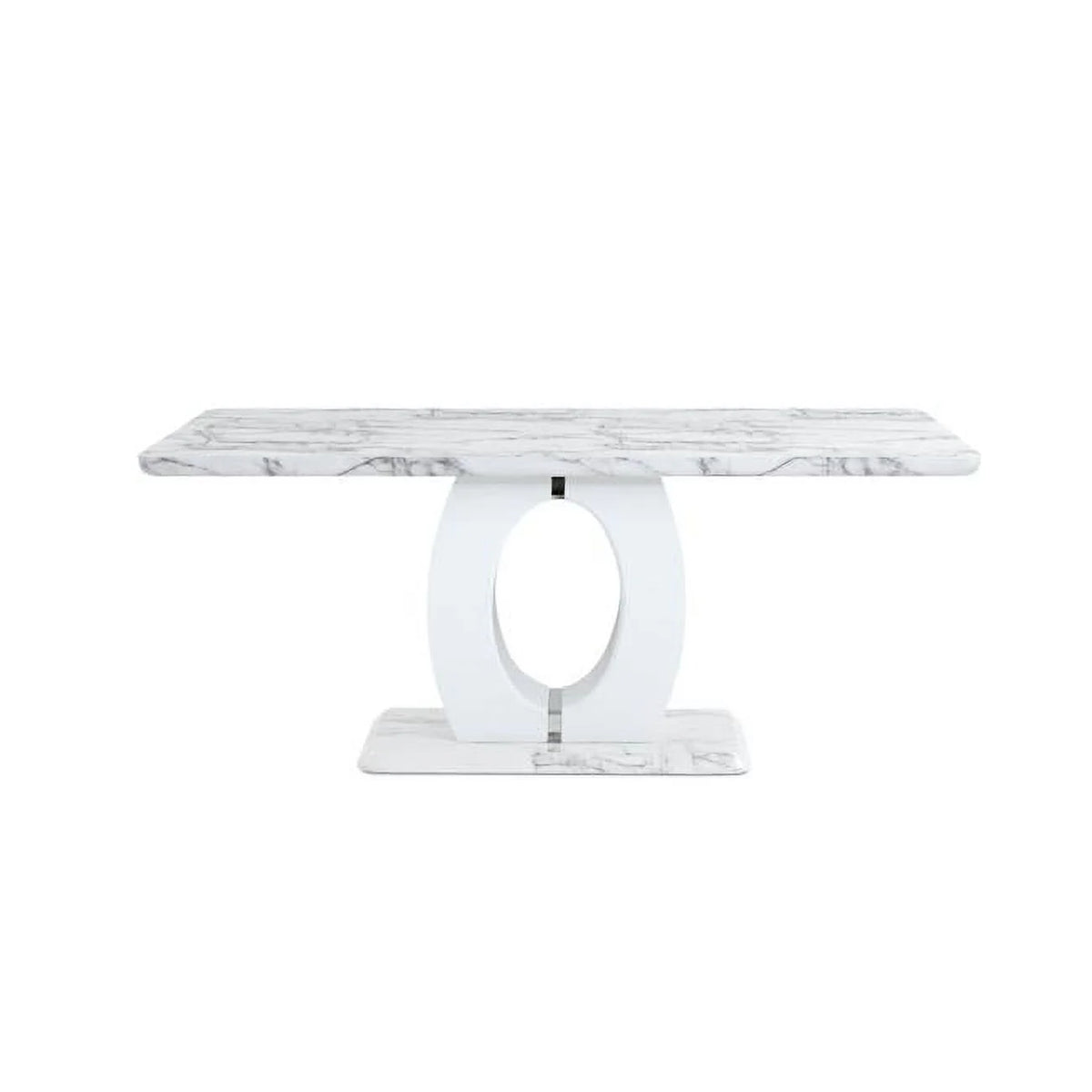 White Faux Marble Pedestal Base Dining Table E5483
