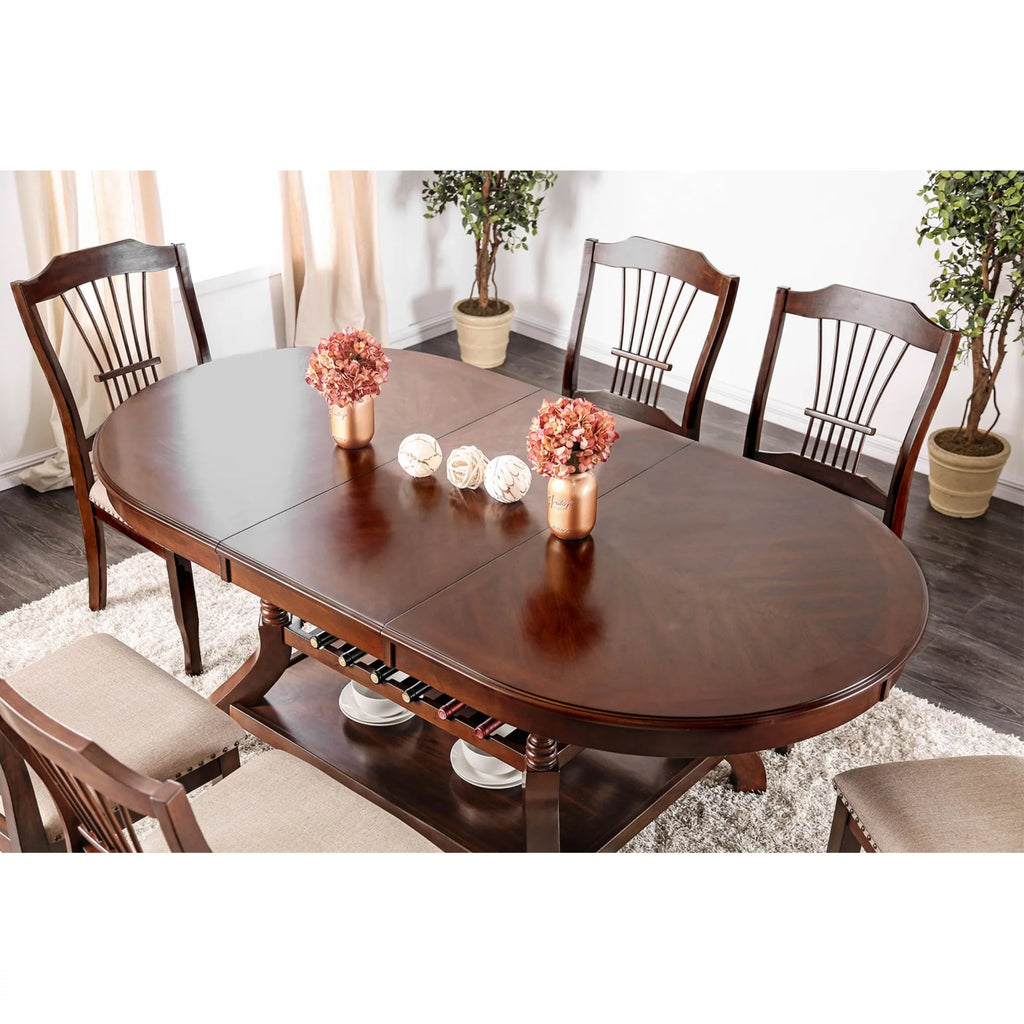 Brown Oval Wooden Dining Table with Storage Base G84170