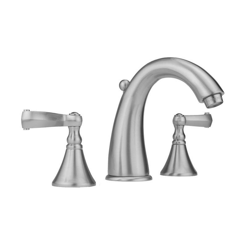 White Widespread Ribbon Lever Handle Bathroom Sink Faucet with Drain T20736