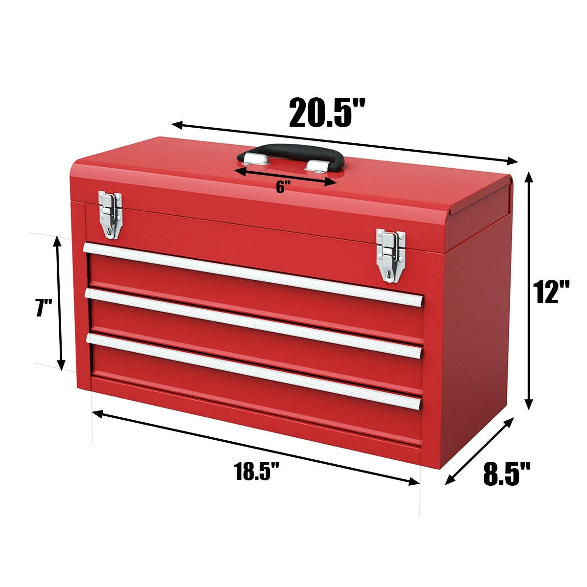 Portable 3 Drawers Red Tool Chest D8838