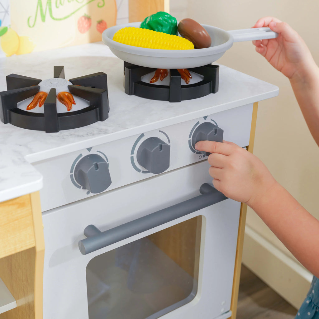Play Kitchen with Lights and Sounds, Working Ice Maker and 22 Accessories K903