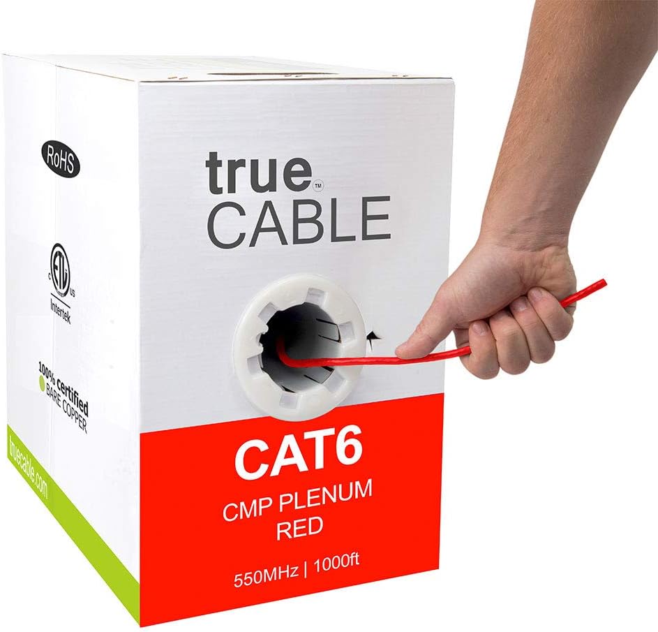 Blue 1000ft Cat6 Plenum Bare Copper UTP Ethernet Cable Z965201
