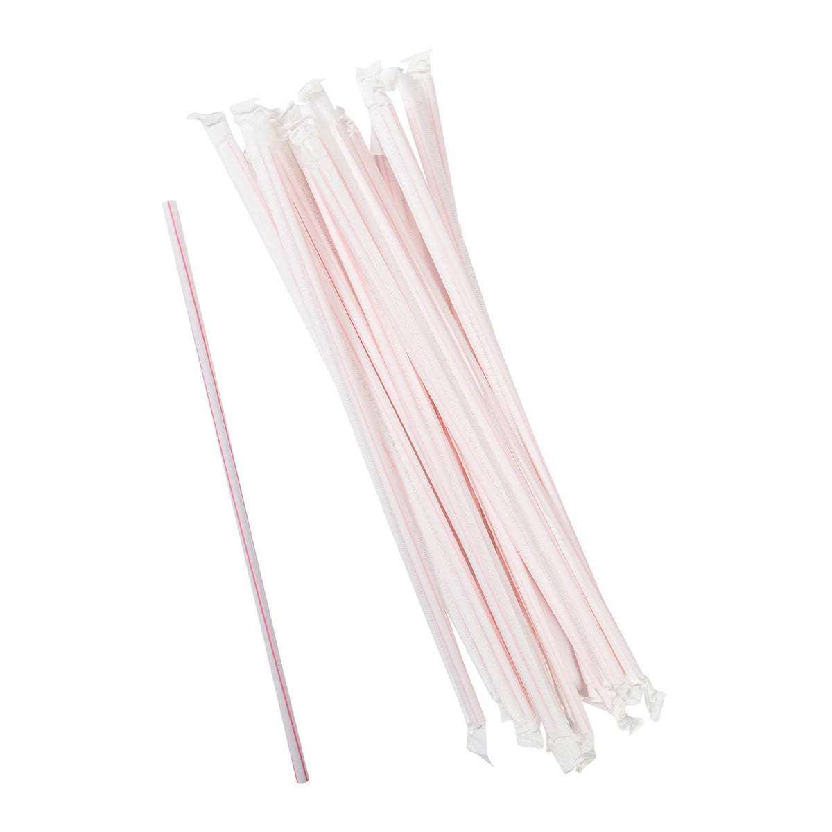 White with Red Swirl Stripes Paper Wrapped Straws N853