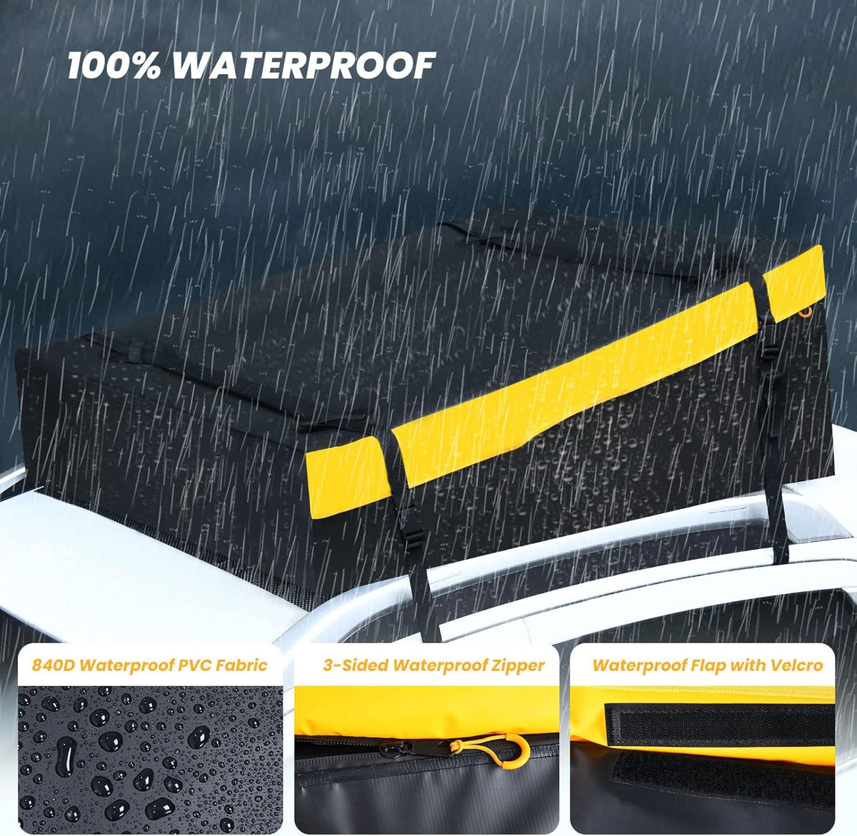 16 Cubic Ft Waterproof 840D PVC Car Roof Cargo Bag U786