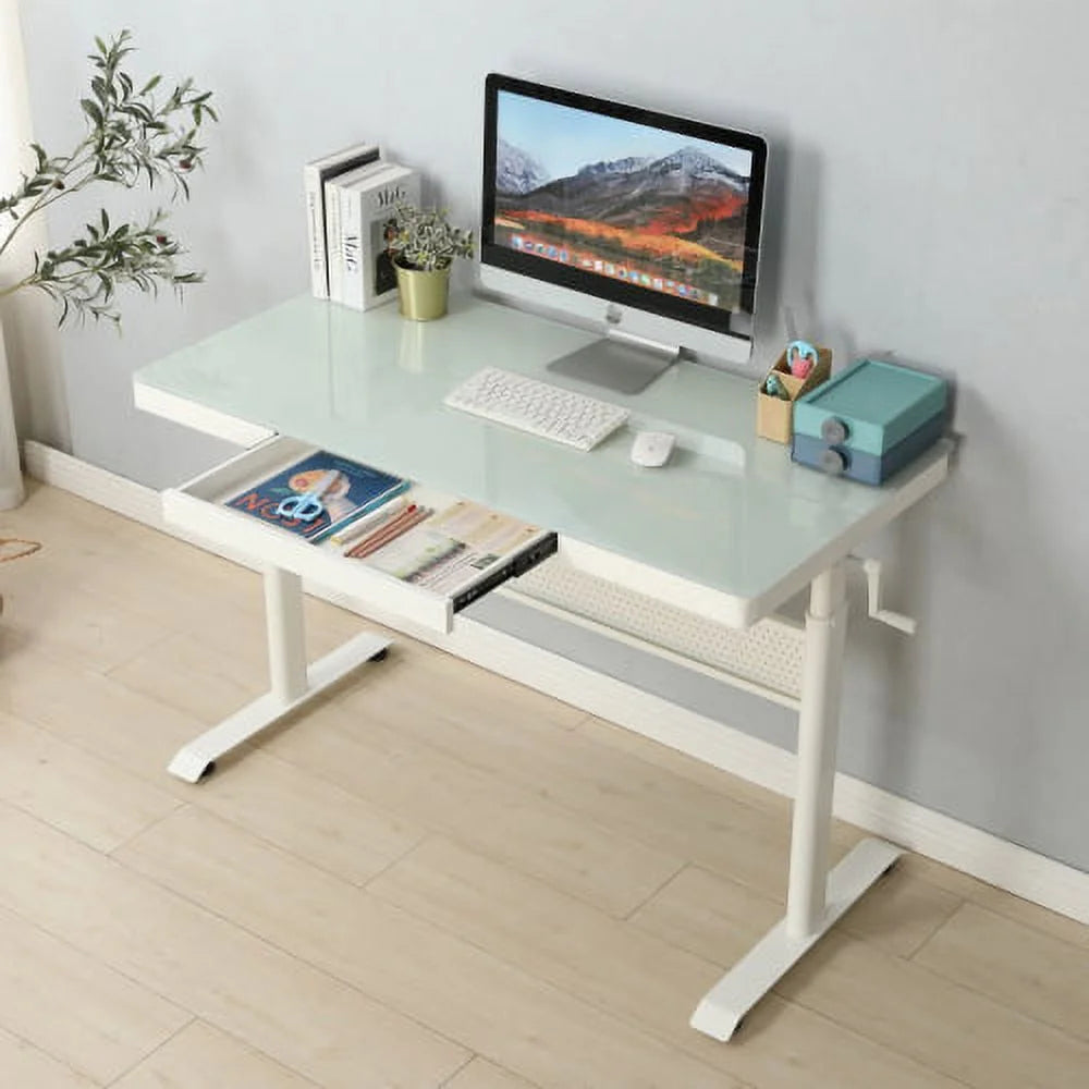 48 x 24 Inches Tempered Glass Adjustable Height Standing Desk H912