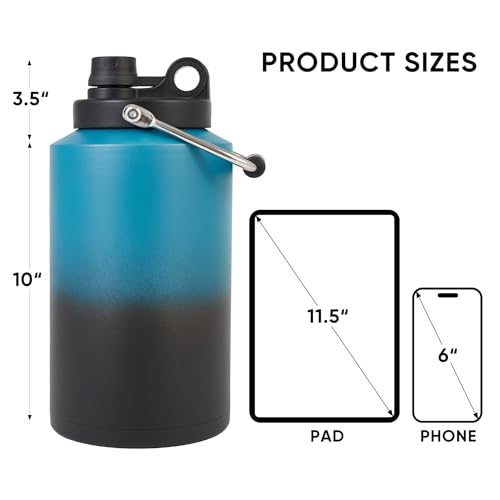 Insulated Gallon Jug, 128oz Stainless Steel Double Vacuum Water Bottle H5296