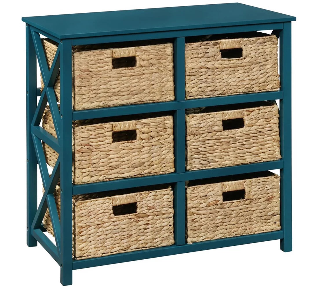 3 Tier Storage Cabinet with 6 Wicker Baskets V9242