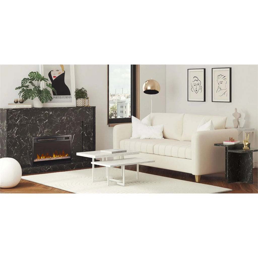 Ivory Velvet Channel Tufted Sofa K311442
