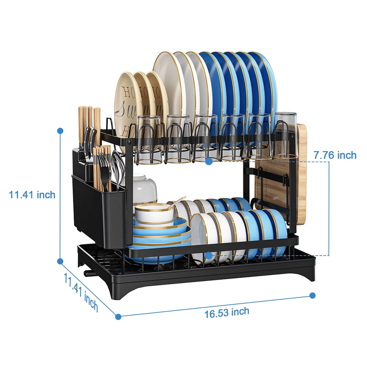 2-Tier Dish Drying Rack with Drainboard V7604