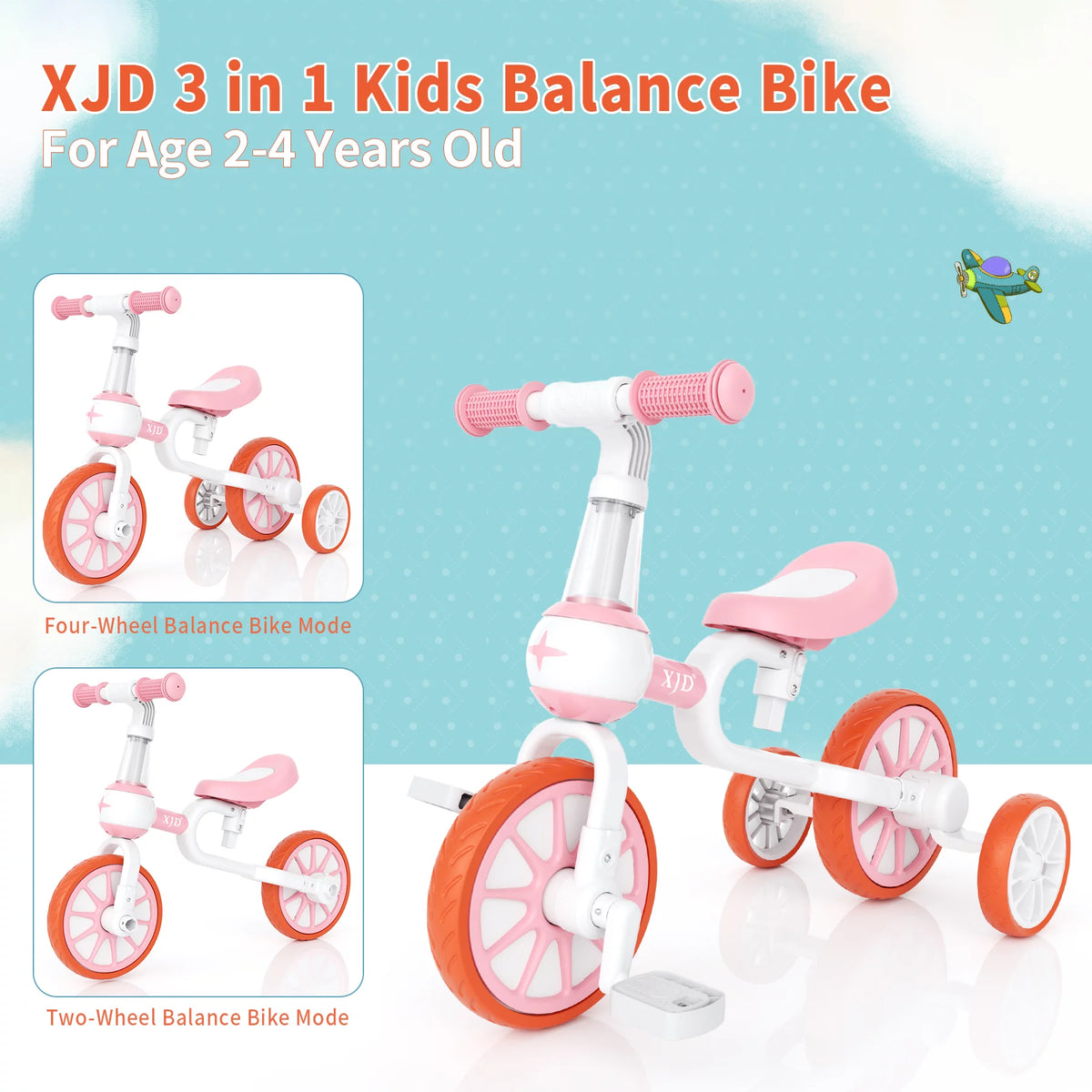 3 in 1 Toddler Tricycle Pink B556