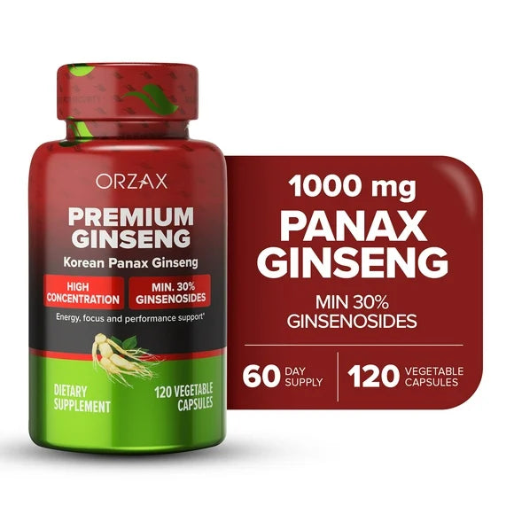 Vegan Korean Panax Ginseng Capsules 120 Veg Capsules J745
