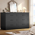 Black 6 Drawer Wood Dresser L4149