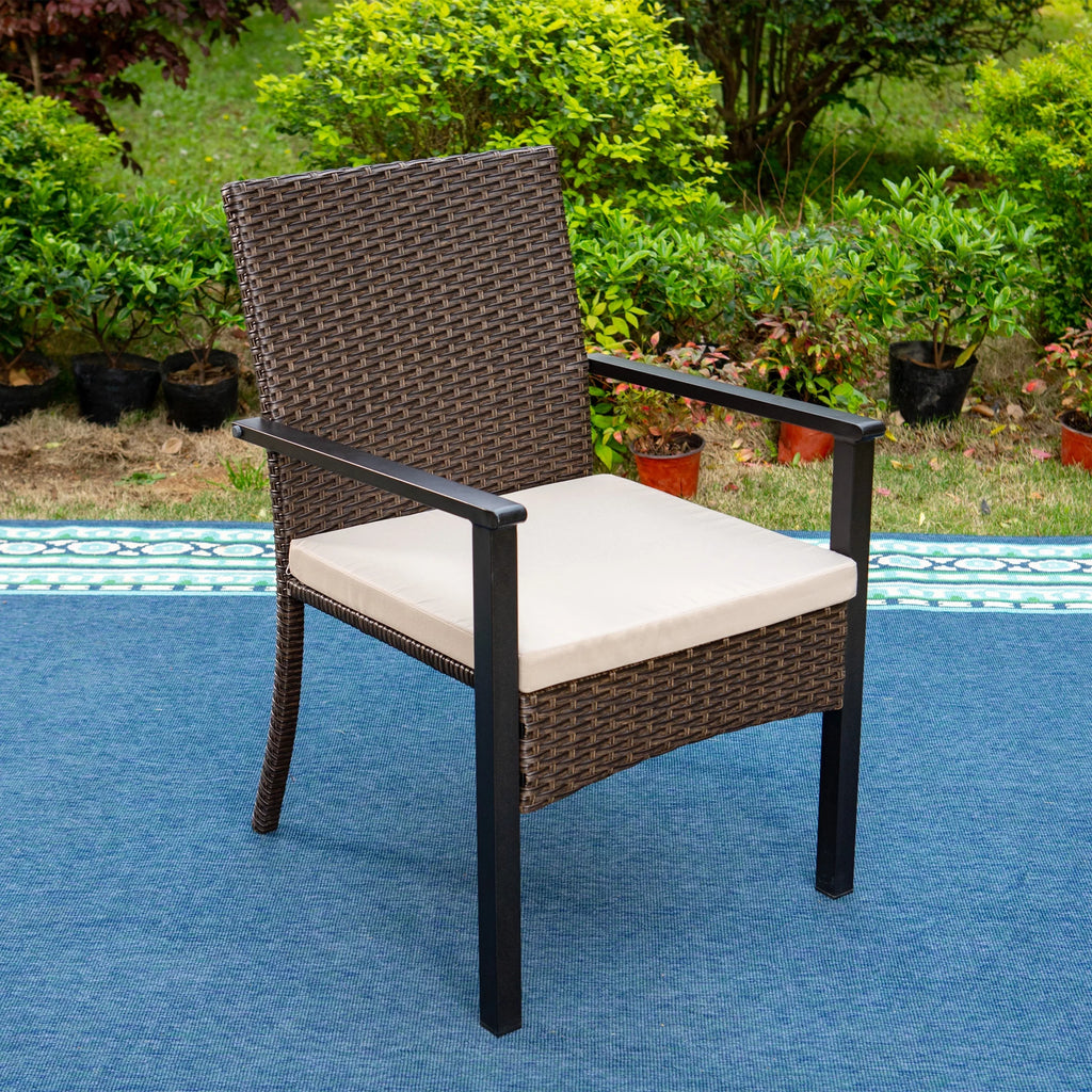 8-Piece Outdoor Patio Set with 13 ft Umbrella, 6 Wicker Cushioned Chairs & Rectangular Table H951573