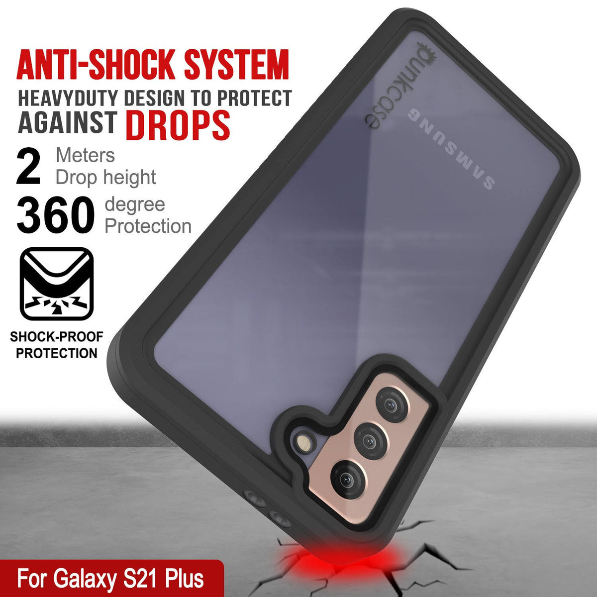 Galaxy S21+ Plus Water Shock Snowproof Slim Screen Protector Case Pink S115649