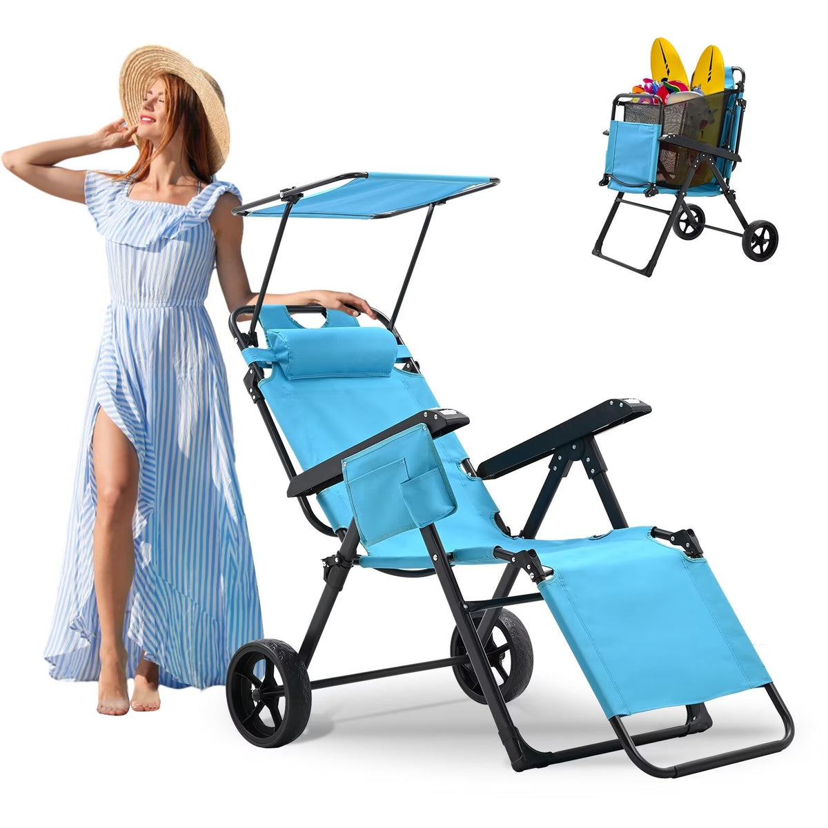 2 in 1 Beach Cart Chair with Shade J712