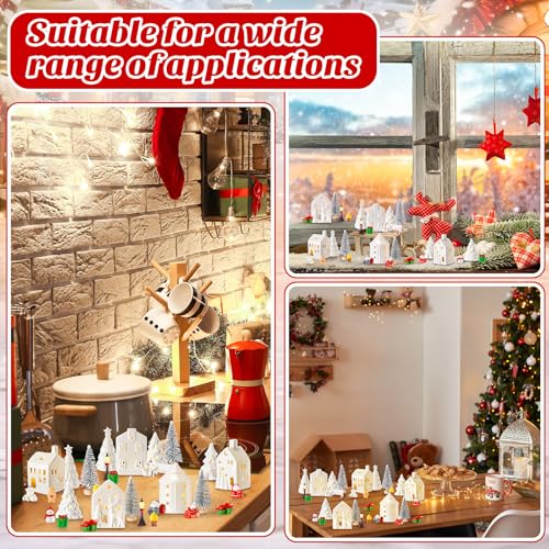 30 Pcs White Ceramic Christmas Village Set with LED Lighted Houses J707720