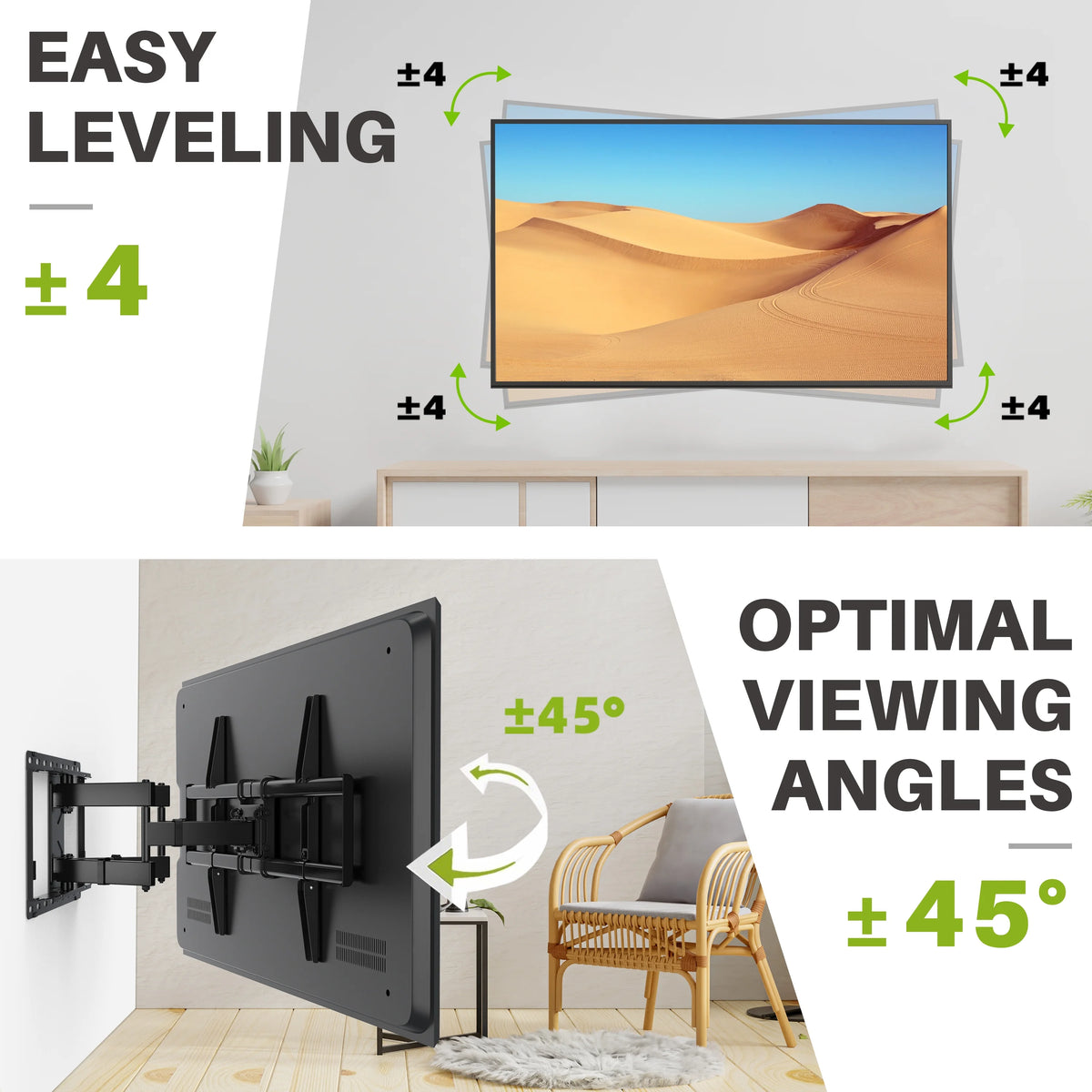 Full Motion TV Wall Mount for 47-90 inch TVs J555