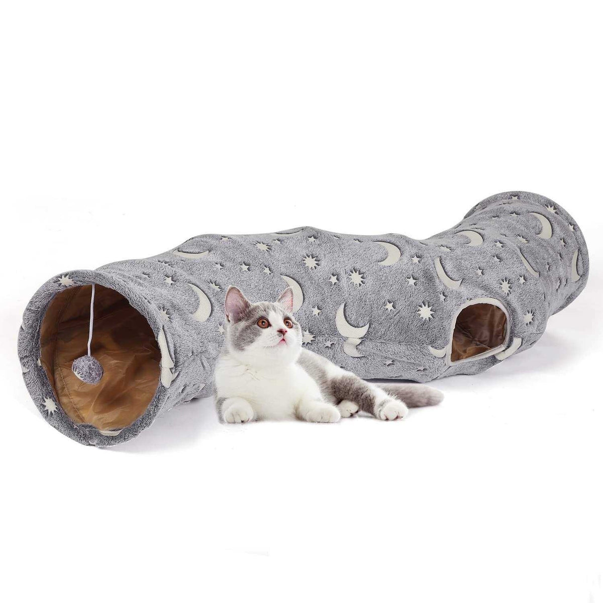 Collapsible Cat Tunnel Tube with Plush Ball Toys U73412