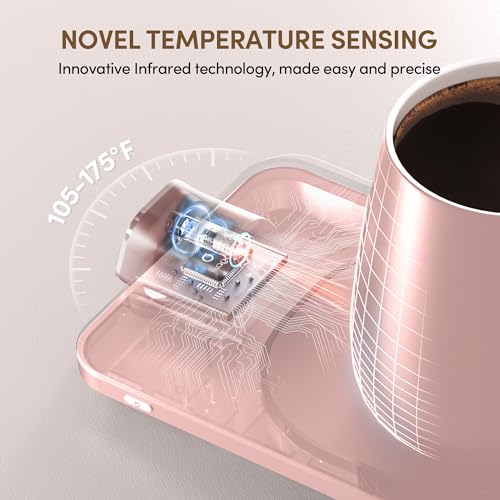 Black 15oz Temperature Control Electric Coffee Mug Warmer Set S186