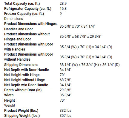 4-Door French Door Refrigerator 29 cu. ft. N449