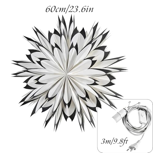 3 Pcs 9-Pointed White Paper Star Lanterns 12 Inch Hanging Lampshade P74442