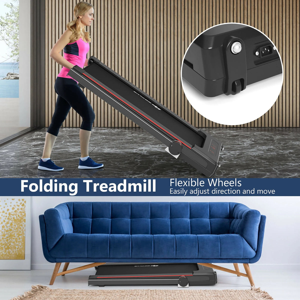 2.25HP 3-in-1 Folding Treadmill Black U249