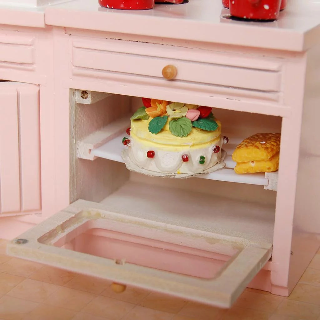 1/12 Dollhouse Miniature Birch Wood Cabinet Furniture Set Y481