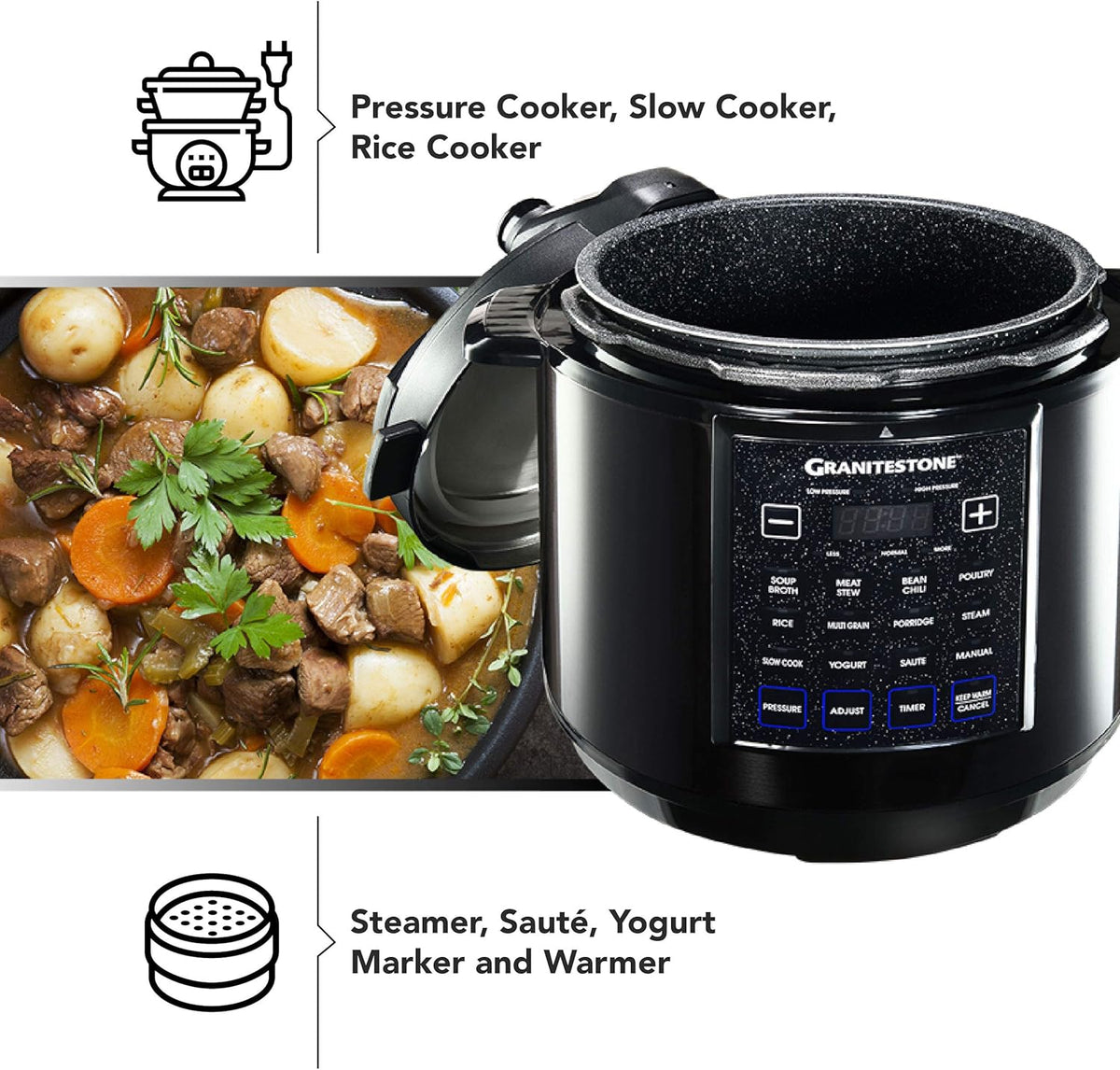 12-in-1 6 Quart Electric Pressure Cooker with LED Display A4301