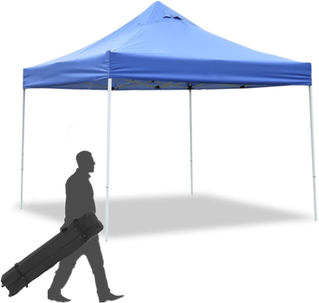 10'x10' Pop Up Gazebo Canopy Tent with Sidewalls Heavy Duty Steel Frame Instant Shelter with Wheeled Carry Bag M48714