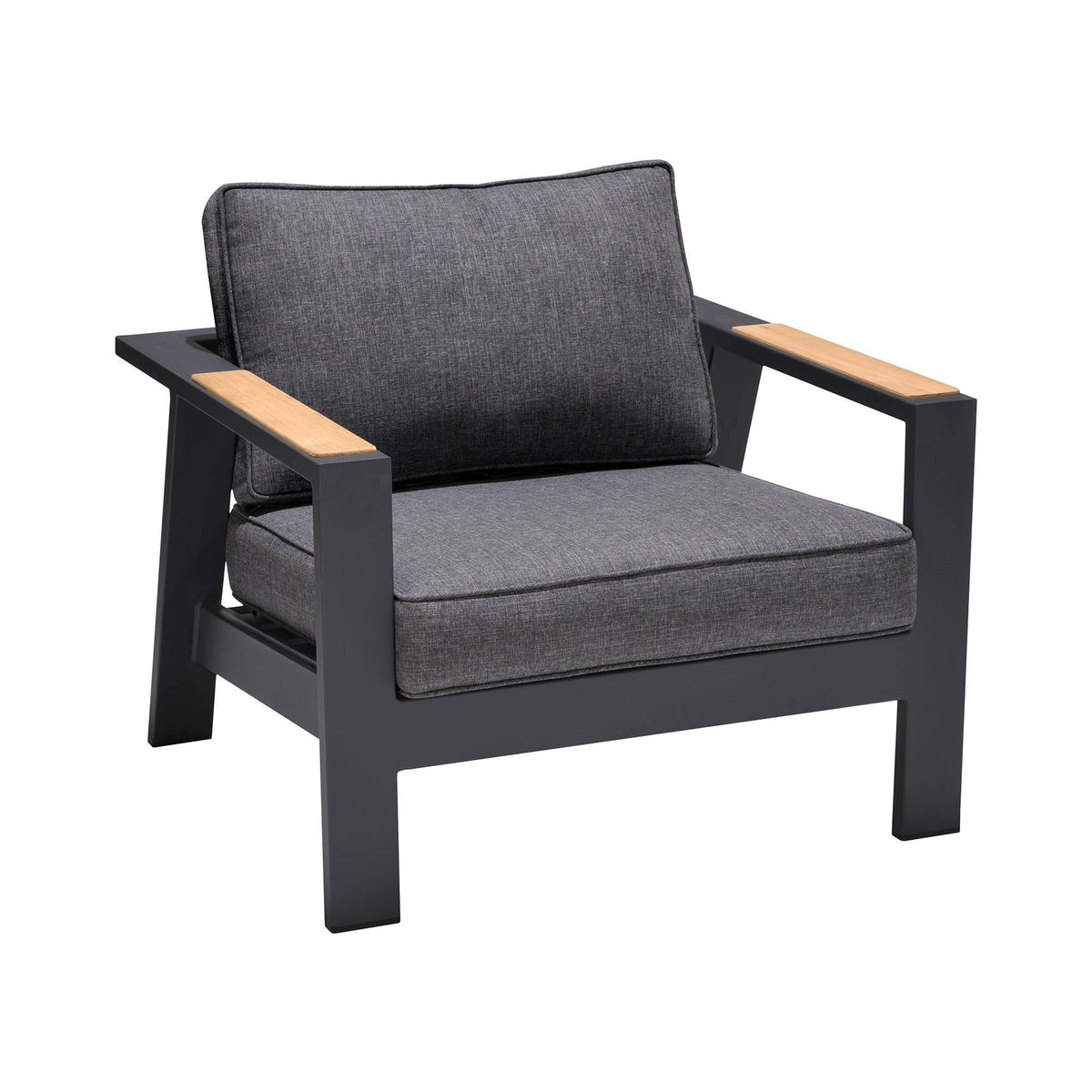 Dark Grey Teak Outdoor Chair with Cushions V82580