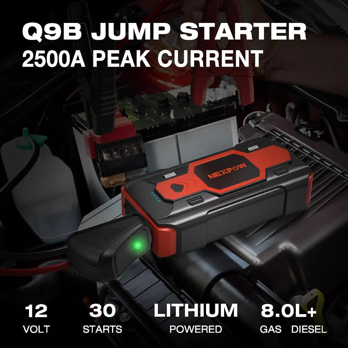 2500A 12V Battery Jump Starter with USB Quick Charge S3262