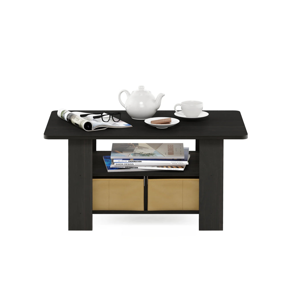 Espresso Brown Coffee Table with Bin Drawer I11495