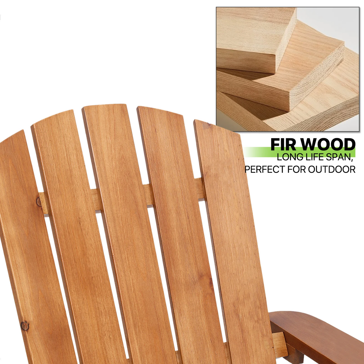 Set of 3 Teak Outdoor Folding Adirondack Chairs with Side Table Y710246