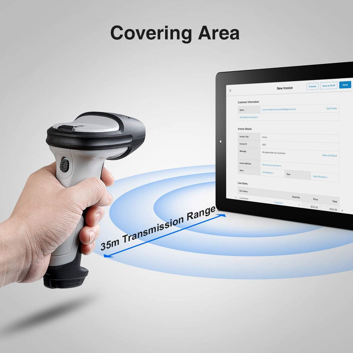 Bluetooth Barcode Scanner with 35m Range X499732