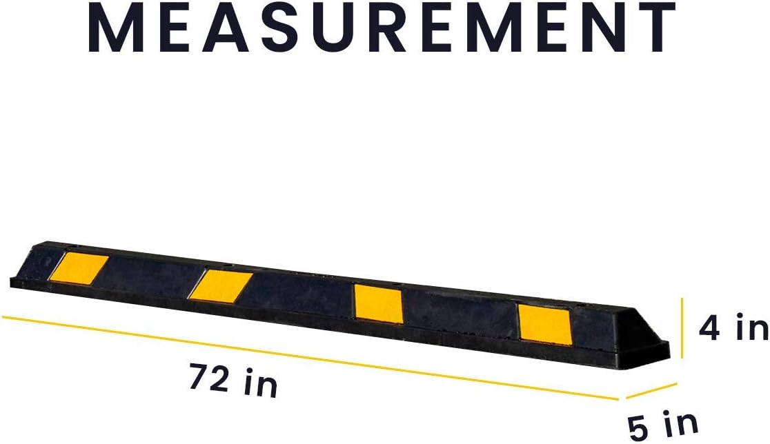 Black/Yellow Reflective Rubber Parking Wheel Stopper Block K80403